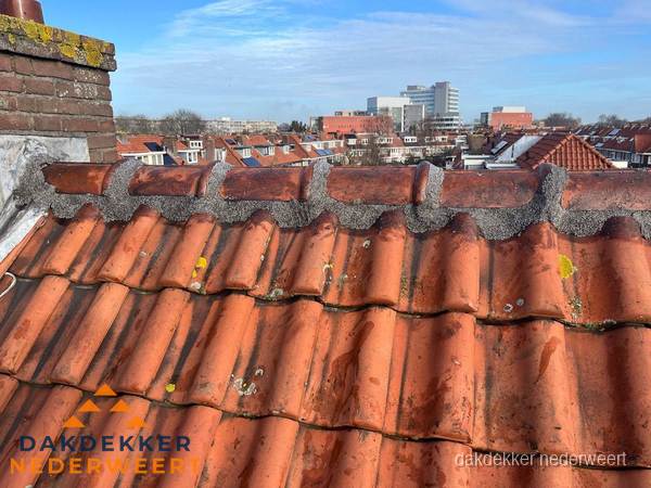 Pannendak met nokvorst en schoorsteen, dakrenovatie in Nederweert